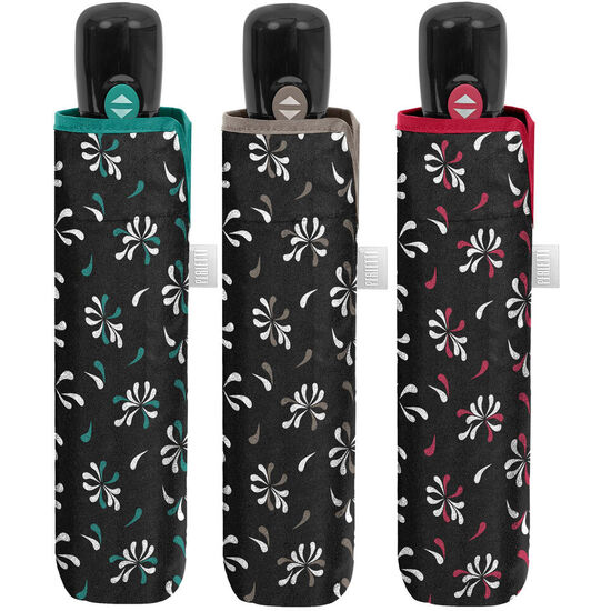 PARAGUAS PLEGABLE AUTOMATICO NEGRO ESTAMPADO 54CM SURTIDO image 0