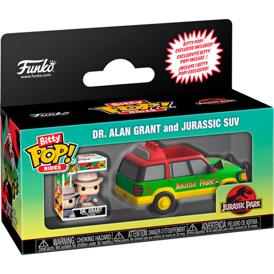 FIGURA BITTY POP RIDE JURASSIC PARK DR. ALAN GRANT AND JURASSIC SUV image 1