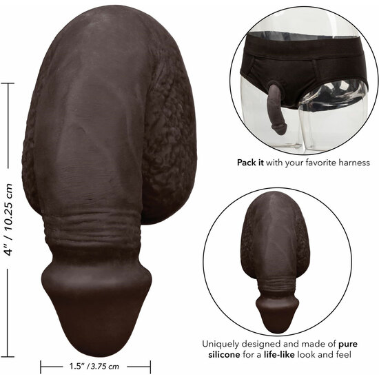 4 INCH SILICONE PACKING PENIS - BLACK image 3