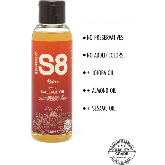 S8 MASSAGE OIL GREEN TEA & LILAC BLOSSOM 125ML image 1