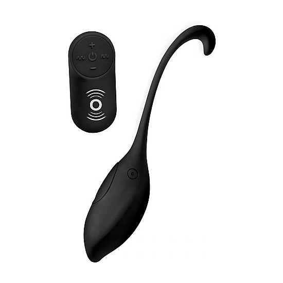 SILICONE VIBRATING EGG WITH REMOTE CONTROL - BLACK image 0