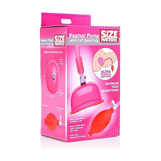 VAGINAL PUMP WITH 3.8 INCH SMALL CUP - PINK image 1