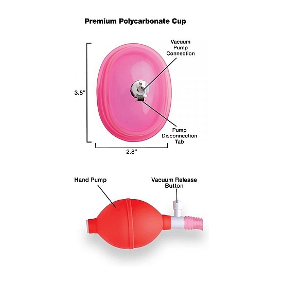 VAGINAL PUMP WITH 3.8 INCH SMALL CUP - PINK image 3