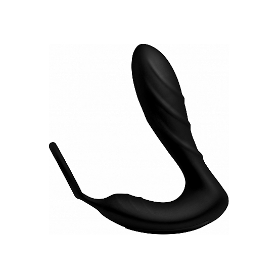 SILICONE PROSTATE VIBRATOR AND STRAP WITH REMOTE CONTROL BLACK image 2