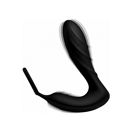 SILICONE PROSTATE VIBRATOR AND STRAP WITH REMOTE CONTROL BLACK image 3