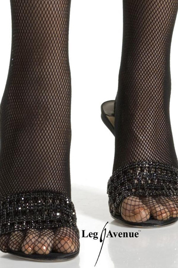 LEG AVENUE SPANDEX FISHNET THIGH HIGHS WITH LACE TOP image 2