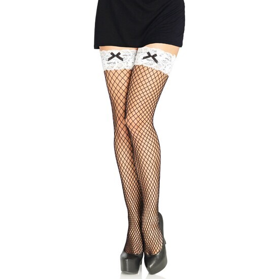 LEG AVENUE FRENCH MAID INDUSTRIAL NET THIGH HIGHS image 0