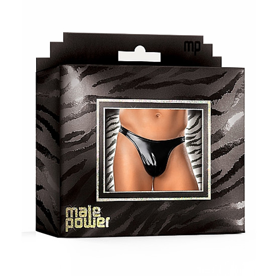 MALE POWER CLASSIC THONG LIQUID ONYX BLACK image 2