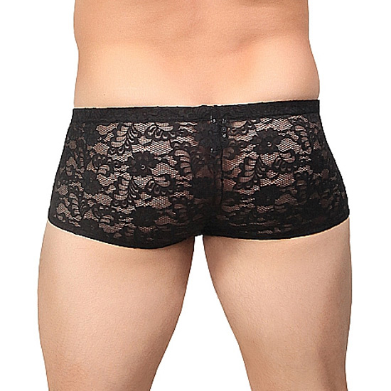 MALE POWER LACE MINI SHORT BLACK image 1