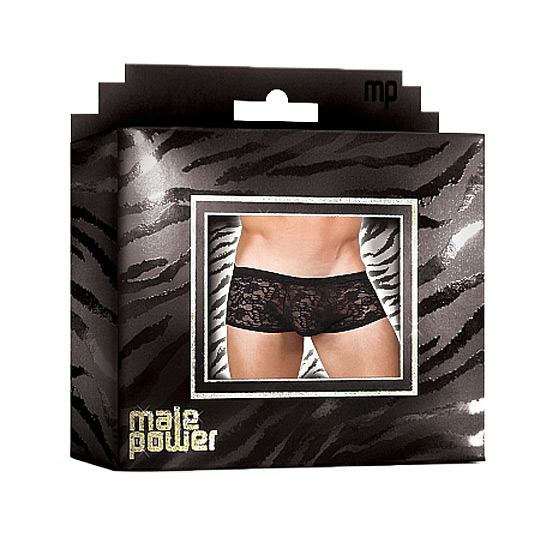 MALE POWER LACE MINI SHORT BLACK image 2