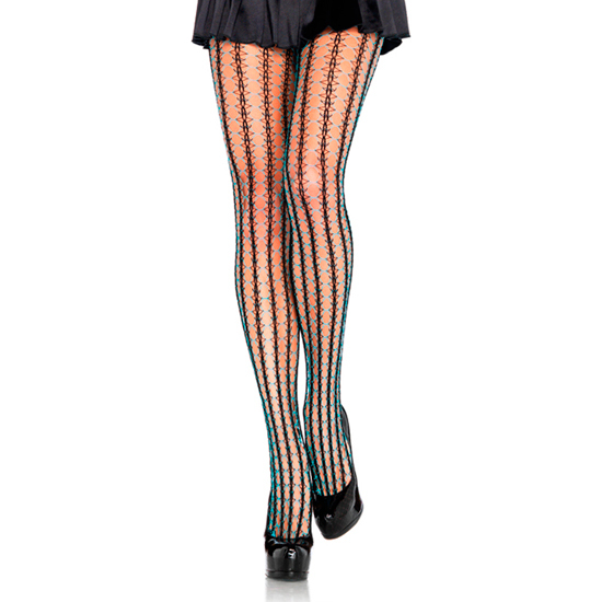 LEG AVENUE THORN NET CONTRAST COLOR BLACK-NEON BLUE image 0