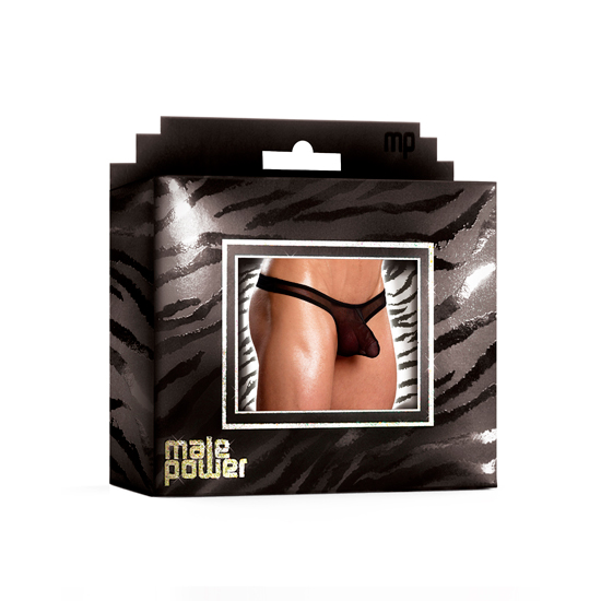 MALE POWER THONG BLACK MESH image 2