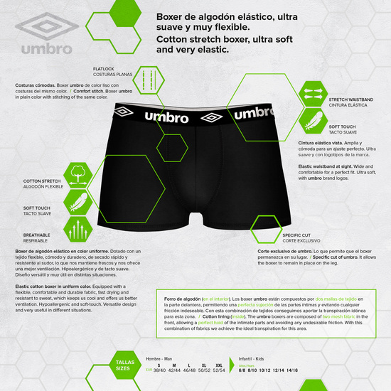 SET 5 BOXERS UMBRO NEGROS image 2