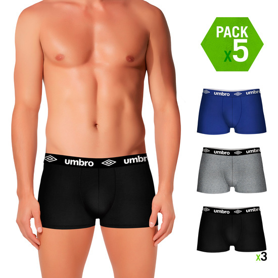 SET DE 5 BOXERS UMBRO MULTICOLOR NEGRO/GRIS/AZUL image 0