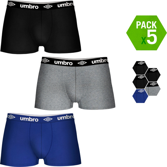 SET DE 5 BOXERS UMBRO MULTICOLOR NEGRO/GRIS/AZUL image 1