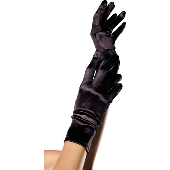 LEG AVENUE WRIST LENGHT SATIN GLOVES BLACK image 0