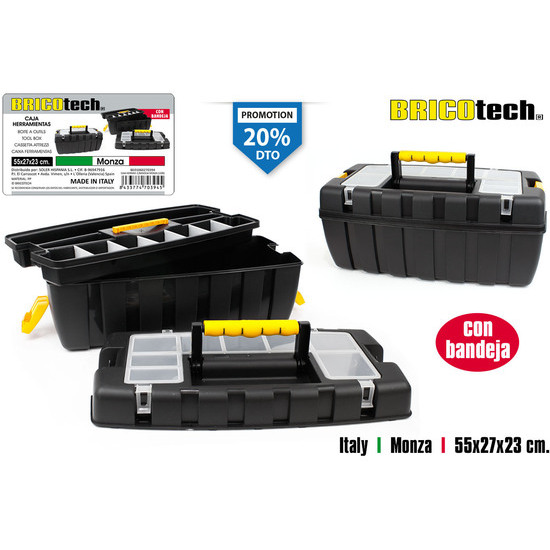 PLASTIC TOOL BOX W/TRY MONZA BRICOTECH image 0