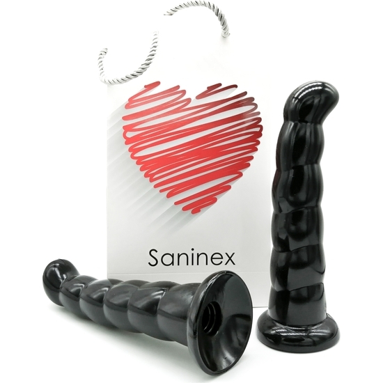 SANINEX LOVE ME - BLACK BUTT PLUG & DILDO XXL & SUCTION CUP image 0