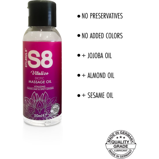 S8 MASSAGE OIL OMANI LIME & SPICY GINGER 50ML image 1