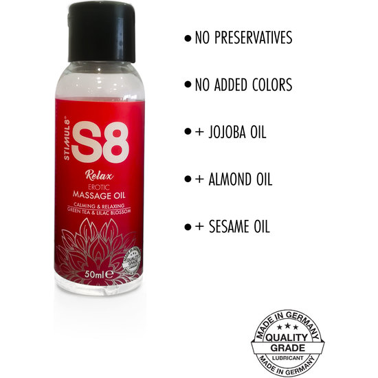 S8 MASSAGE OIL GREEN TEA & LILAC BLOSSOM 50ML image 1