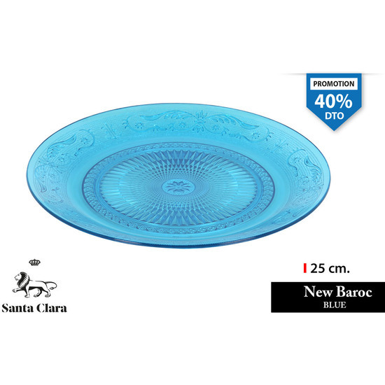 PLATO LLANO 25CM PLÁSTICO BLUE NEW BAROC image 0