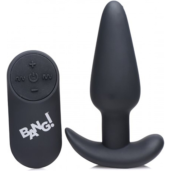 21X VIBRATING SILICONE BUTT PLUG WITH REMOTE CONTROL - BLACK image 0