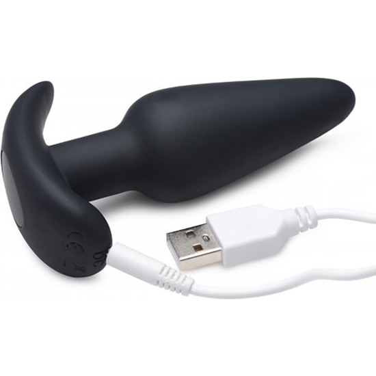 21X VIBRATING SILICONE BUTT PLUG WITH REMOTE CONTROL - BLACK image 4