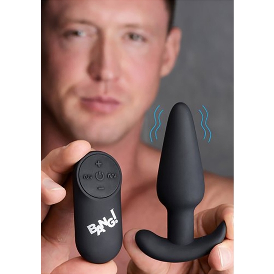 21X VIBRATING SILICONE BUTT PLUG WITH REMOTE CONTROL - BLACK image 6