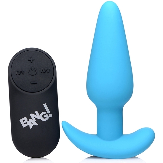 21X VIBRATING SILICONE BUTT PLUG WITH REMOTE CONTROL - BLUE image 0