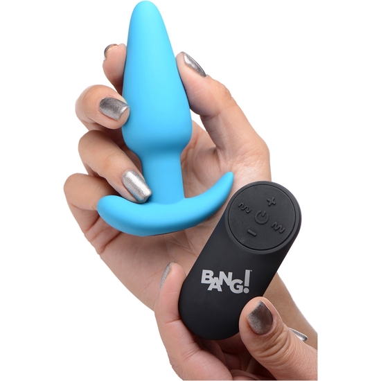 21X VIBRATING SILICONE BUTT PLUG WITH REMOTE CONTROL - BLUE image 4