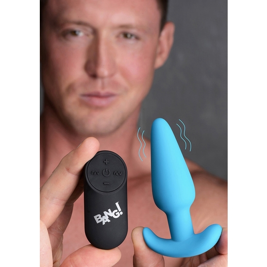 21X VIBRATING SILICONE BUTT PLUG WITH REMOTE CONTROL - BLUE image 6