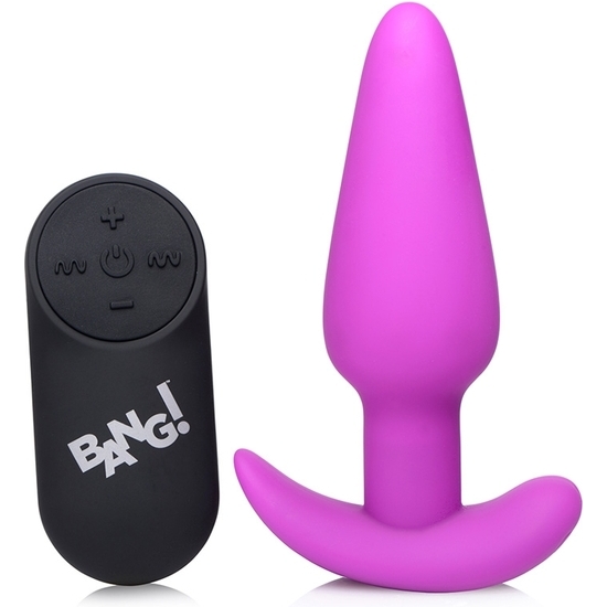 21X VIBRATING SILICONE BUTT PLUG WITH REMOTE CONTROL - PURPLE image 0