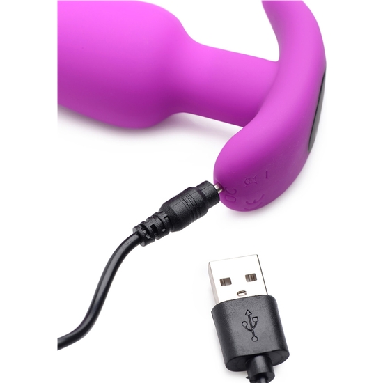 21X VIBRATING SILICONE BUTT PLUG WITH REMOTE CONTROL - PURPLE image 3