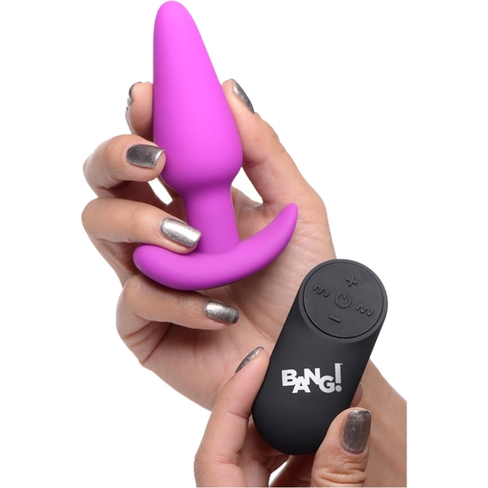 21X VIBRATING SILICONE BUTT PLUG WITH REMOTE CONTROL - PURPLE image 4