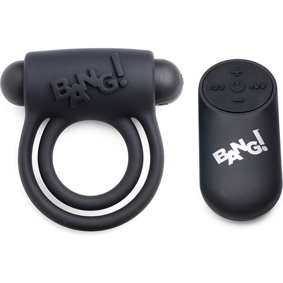 SILICONE COCK RING AND BULLET WITH REMOTE CONTROL - BLACK image 0