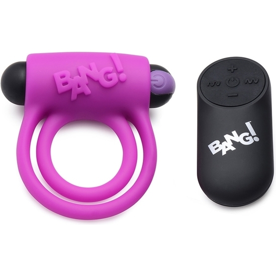 SILICONE COCK RING AND BULLET WITH REMOTE CONTROL - PURPLE image 0