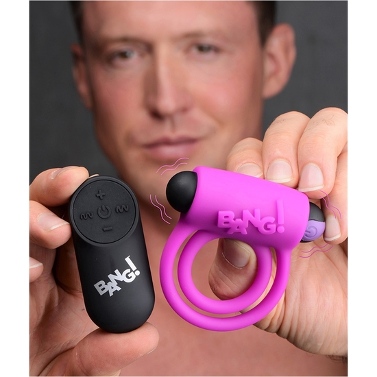 SILICONE COCK RING AND BULLET WITH REMOTE CONTROL - PURPLE image 4
