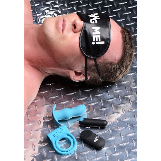 DUO BLAST RING, BUTT PLUG, BULLET, AND BLINDFOLD KIT - BLUE image 2