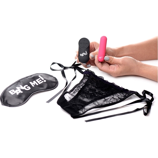 POWER PANTY LACE PANTIES, BULLET, AND BLINDFOLD KIT - PINK image 2