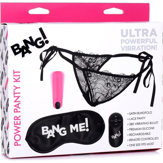 POWER PANTY LACE PANTIES, BULLET, AND BLINDFOLD KIT - PINK image 5