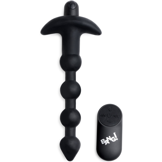 VIBRATING SILICONE ANAL BEADS & REMOTE CONTROL - BLACK image 0