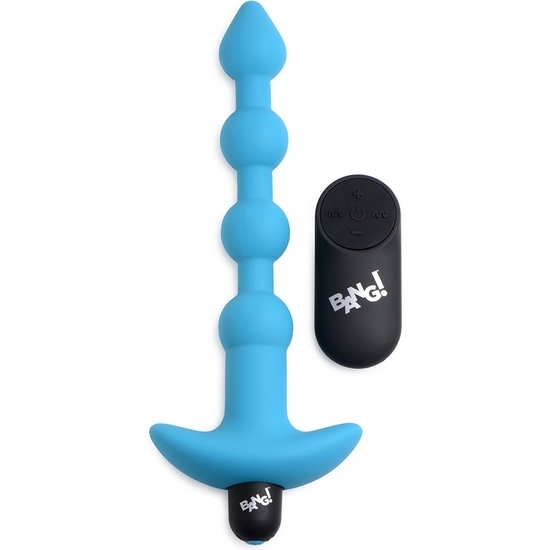 VIBRATING SILICONE ANAL BEADS & REMOTE CONTROL - BLUE image 0