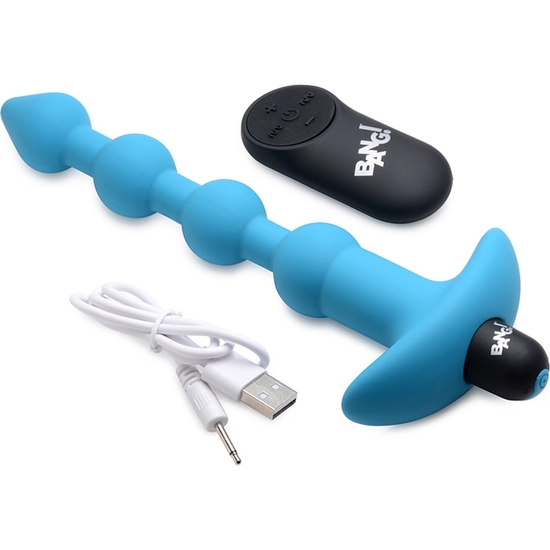 VIBRATING SILICONE ANAL BEADS & REMOTE CONTROL - BLUE image 4