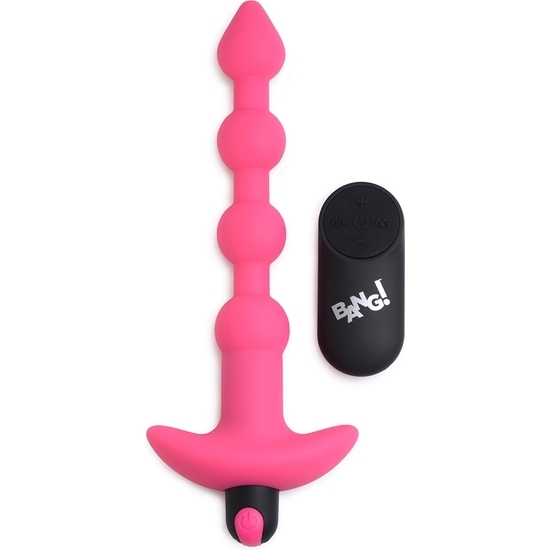 VIBRATING SILICONE ANAL BEADS & REMOTE CONTROL - PINK image 0