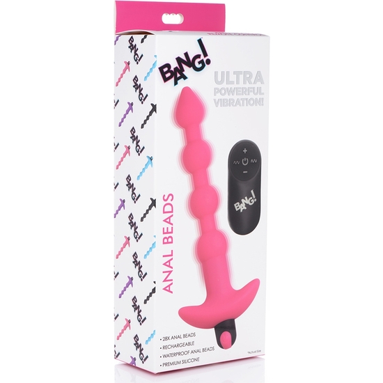 VIBRATING SILICONE ANAL BEADS & REMOTE CONTROL - PINK image 1