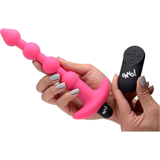 VIBRATING SILICONE ANAL BEADS & REMOTE CONTROL - PINK image 2