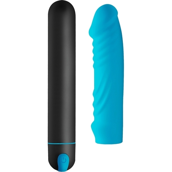 XL BULLET AND RIBBED SILICONE SLEEVE - BLUE image 0