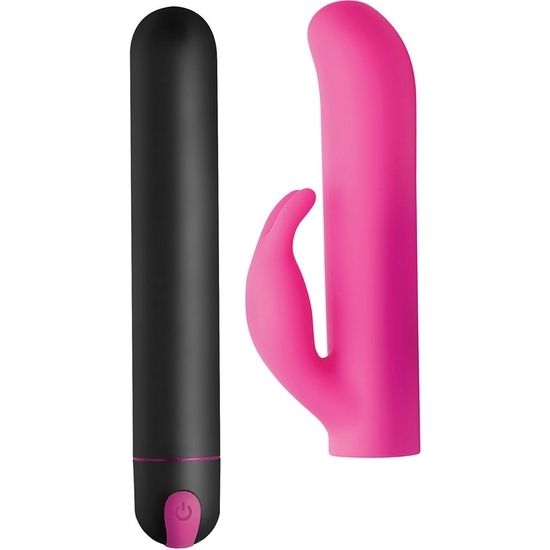 XL BULLET AND RABBIT SILICONE SLEEVE - PINK image 0