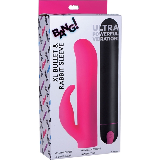XL BULLET AND RABBIT SILICONE SLEEVE - PINK image 1