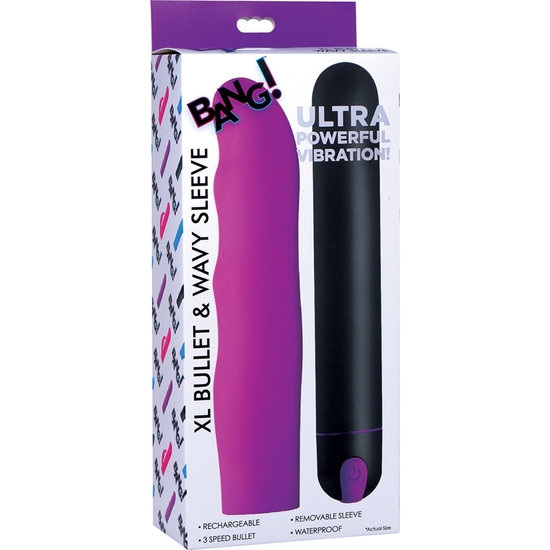 XL BULLET AND WAVY SILICONE SLEEVE - PURPLE image 1